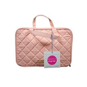 Tartan + Twine Pink Denim Deluxe Weekender Beauty Travel Organizer Makeup Bag
